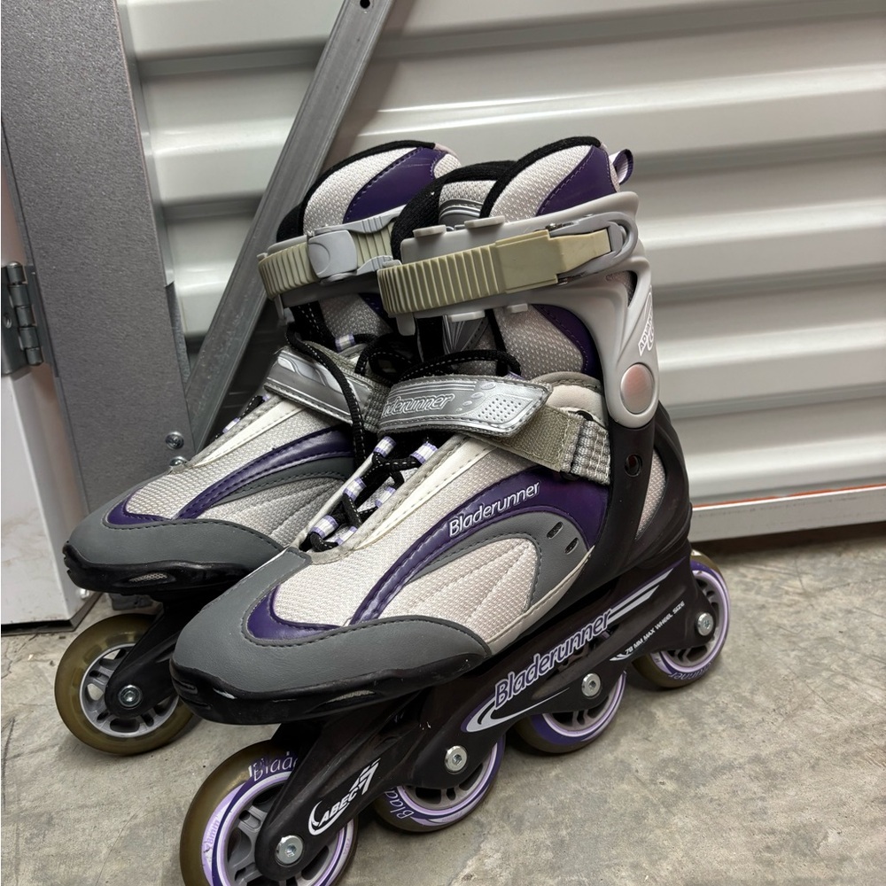 Gray and Purple Inline Skates with Ankle Support